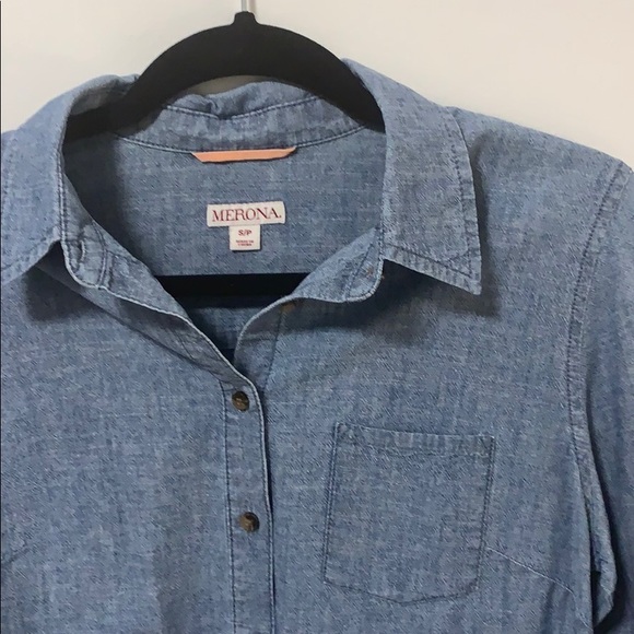 Denim Button-up Blouse - Picture 2 of 4